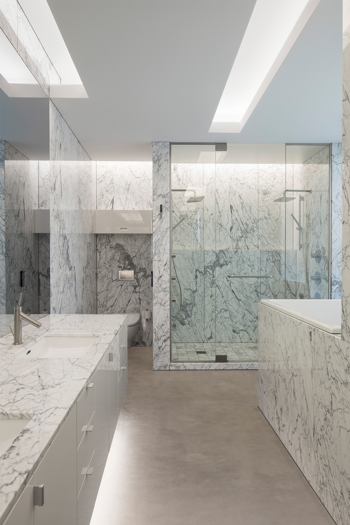 Owner's bath in Calacatta marble